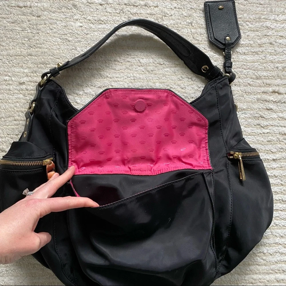Juicy Couture black nylon hobo purse
